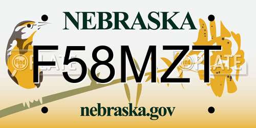 F58MZT Nebraska License Plate