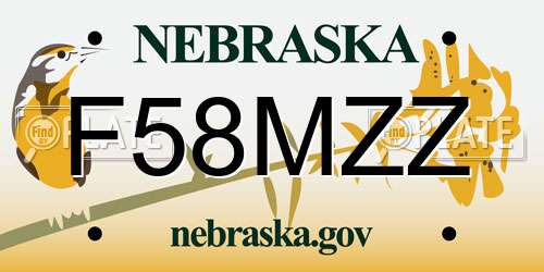 F58MZZ Nebraska License Plate