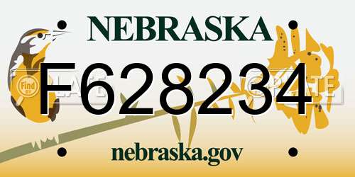 F628234 Nebraska License Plate