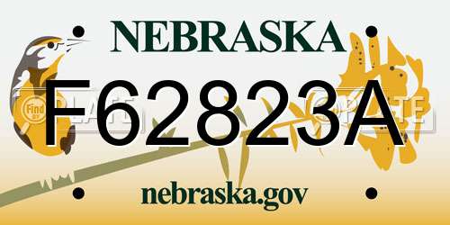F62823A Nebraska License Plate