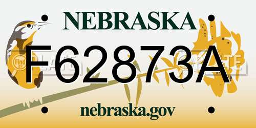 F62873A Nebraska License Plate