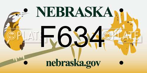 F634 Nebraska License Plate