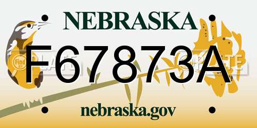 F67873A Nebraska License Plate