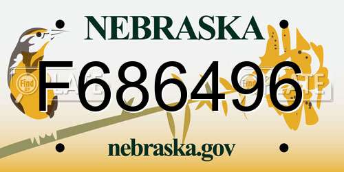F686496 Nebraska License Plate