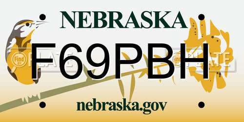 F69PBH Nebraska License Plate