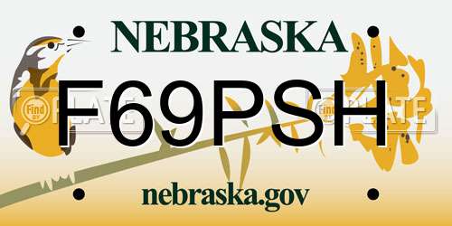 F69PSH Nebraska License Plate