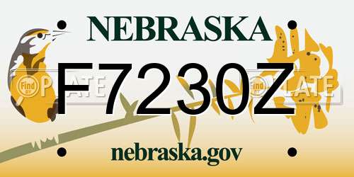 F7230Z Nebraska License Plate
