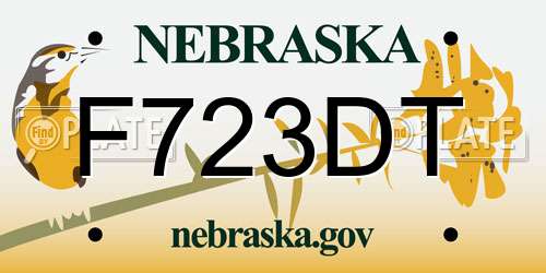 F723DT Nebraska License Plate