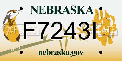 F7243I Nebraska License Plate