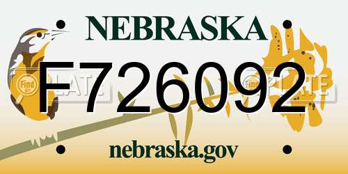 F726092 Nebraska License Plate