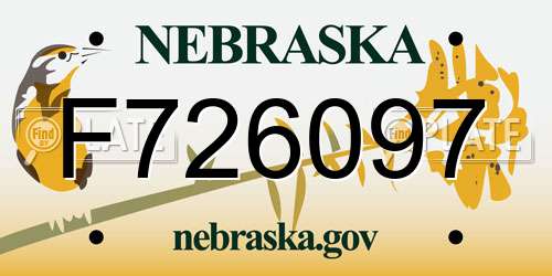 F726097 Nebraska License Plate