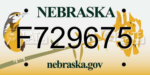 F729675 Nebraska License Plate