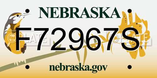 F72967S Nebraska License Plate