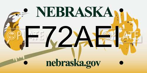 F72AEI Nebraska License Plate