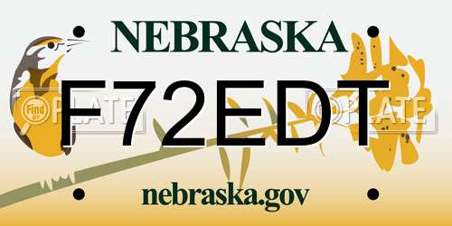 F72EDT Nebraska License Plate