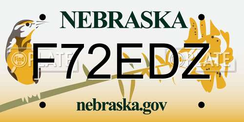 F72EDZ Nebraska License Plate