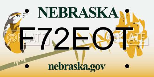 F72EOT Nebraska License Plate