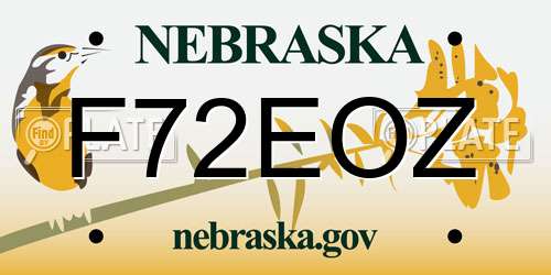 F72EOZ Nebraska License Plate