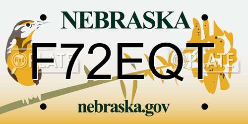 F72EQT Nebraska License Plate