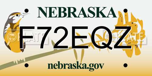 F72EQZ Nebraska License Plate