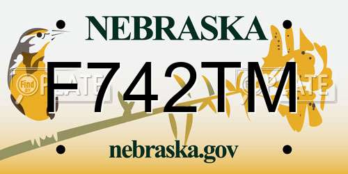 F742TM Nebraska License Plate