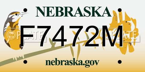 F7472M Nebraska License Plate