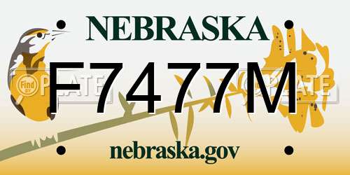 F7477M Nebraska License Plate