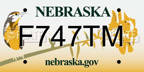F747TM Nebraska License Plate