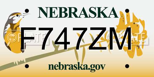 F747ZM Nebraska License Plate