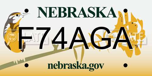 F74AGA Nebraska License Plate