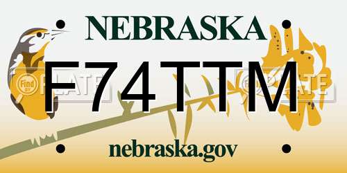 F74TTM Nebraska License Plate