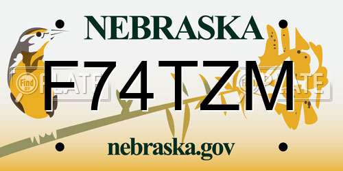 F74TZM Nebraska License Plate