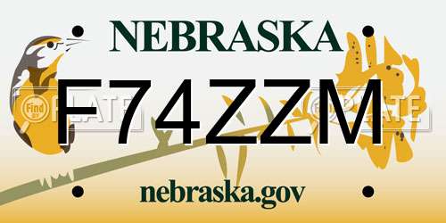 F74ZZM Nebraska License Plate