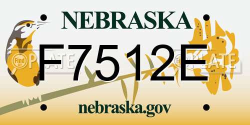 F7512E Nebraska License Plate
