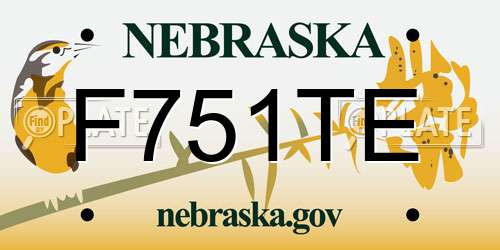 F751TE Nebraska License Plate