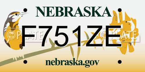 F751ZE Nebraska License Plate