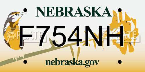 F754NH Nebraska License Plate