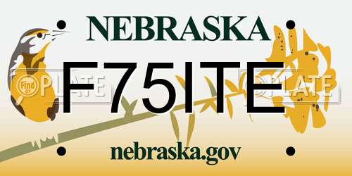 F75ITE Nebraska License Plate