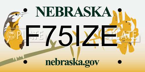 F75IZE Nebraska License Plate
