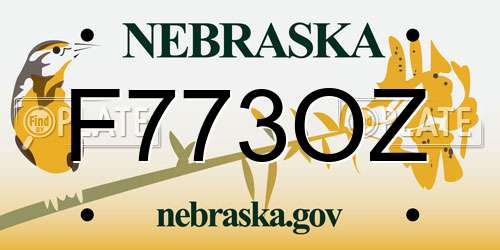F773OZ Nebraska License Plate