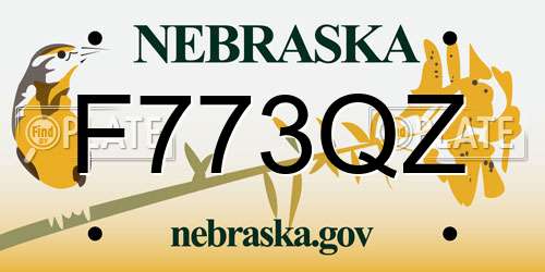 F773QZ Nebraska License Plate