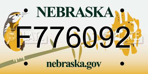 F776092 Nebraska License Plate