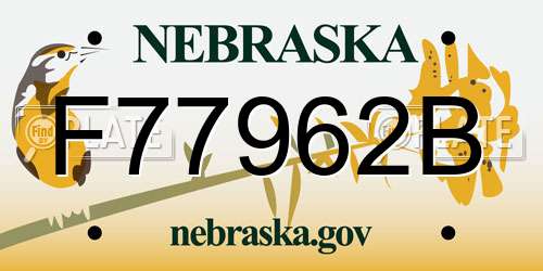 F77962B Nebraska License Plate