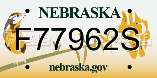 F77962S Nebraska License Plate