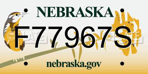 F77967S Nebraska License Plate