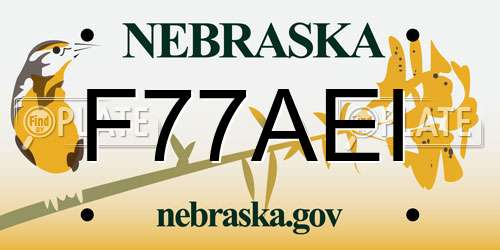 F77AEI Nebraska License Plate