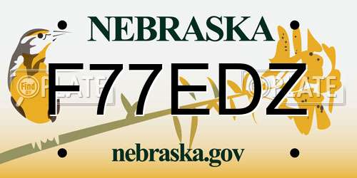 F77EDZ Nebraska License Plate