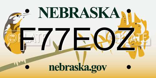 F77EOZ Nebraska License Plate