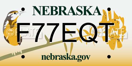 F77EQT Nebraska License Plate