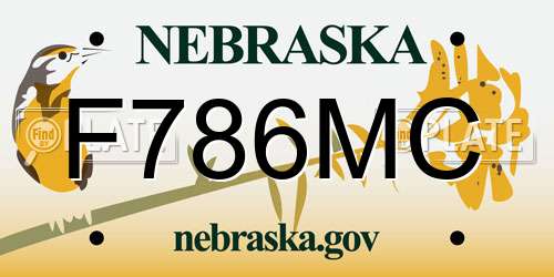 F786MC Nebraska License Plate